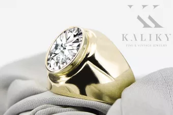 Zircon Or jaune 14 carats Anneau Artisanat vintage vrc296y